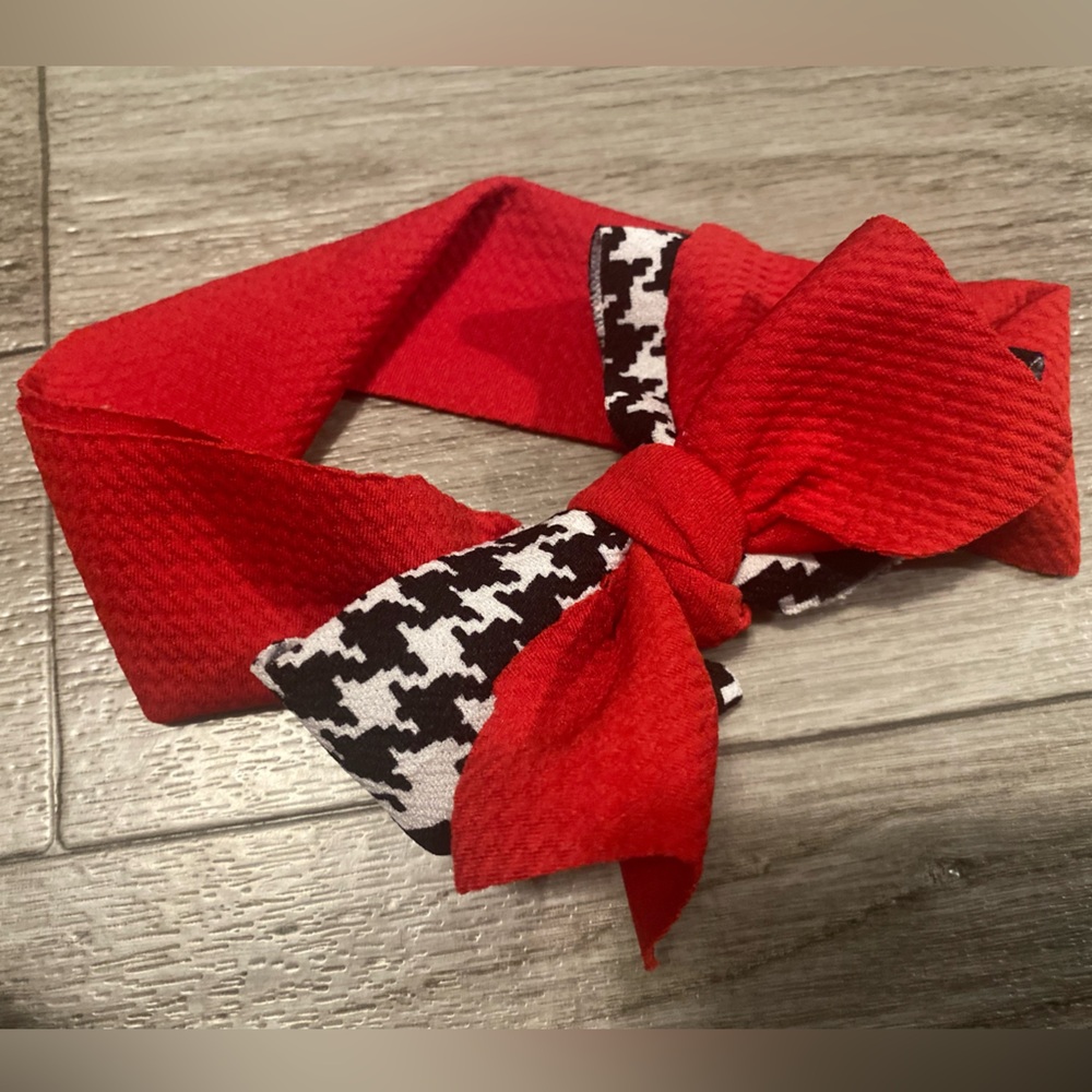 Red and Black Houndstooth Bow Headband